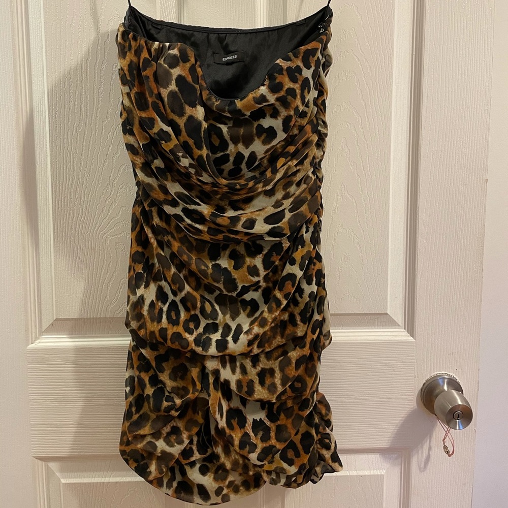 Express Strapless cheetah Print Dress